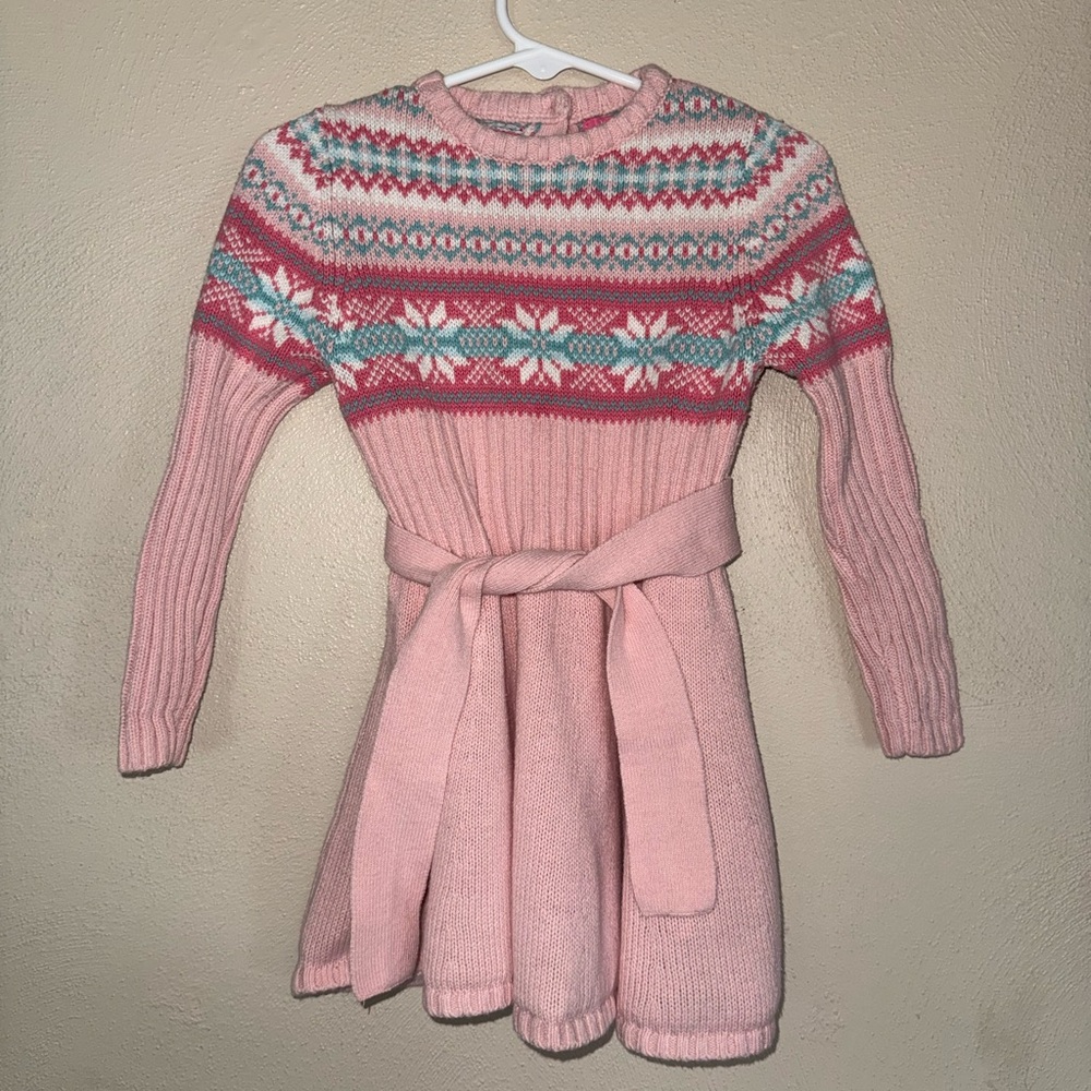 2T Girls Sweater Dress Christmas Holiday Winter Knit Knitted pink blue